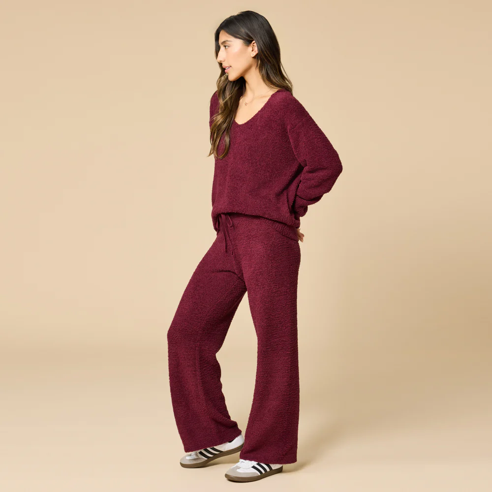 Solid Marshmallow V-Neck Lounge Set - Image 38