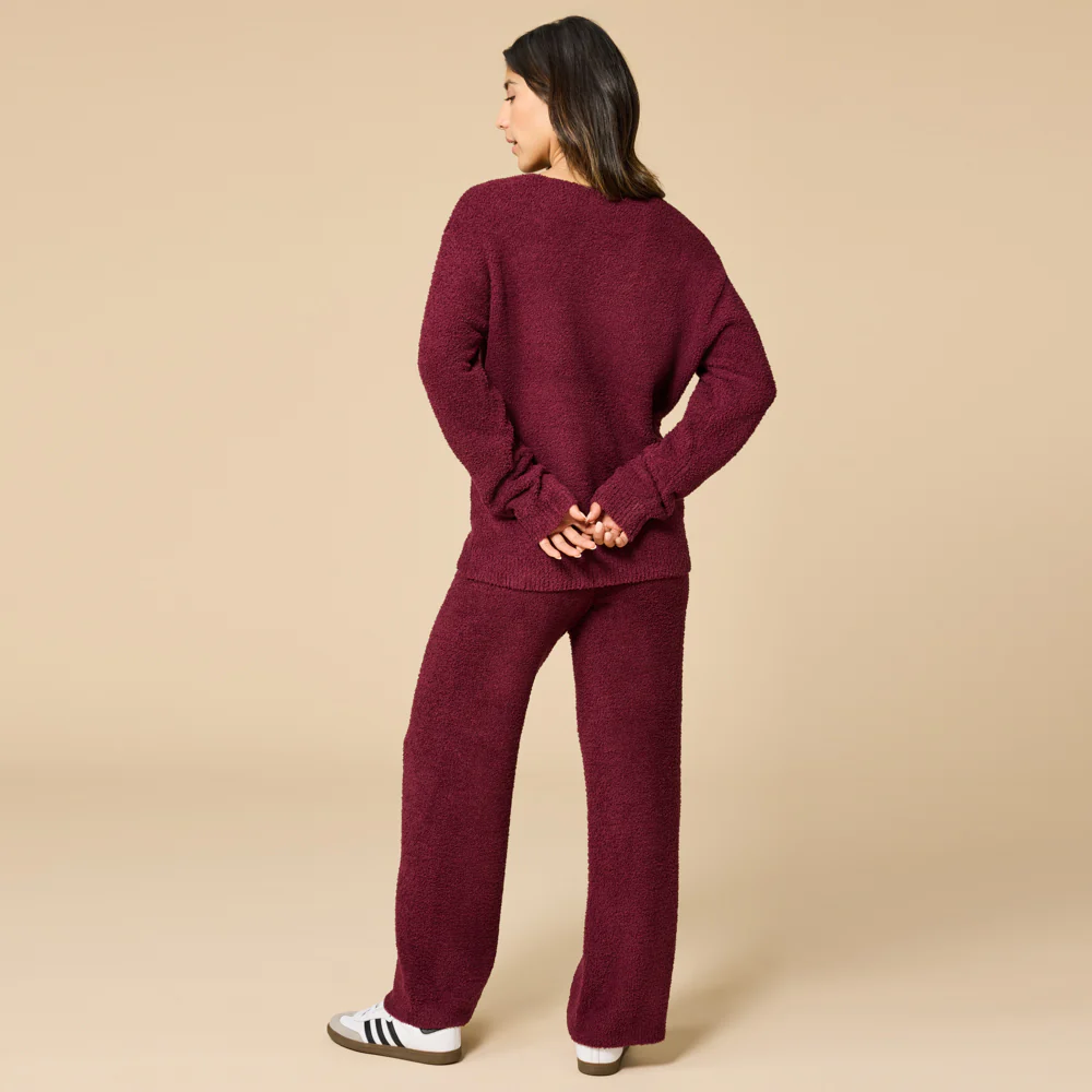 Solid Marshmallow V-Neck Lounge Set - Image 39