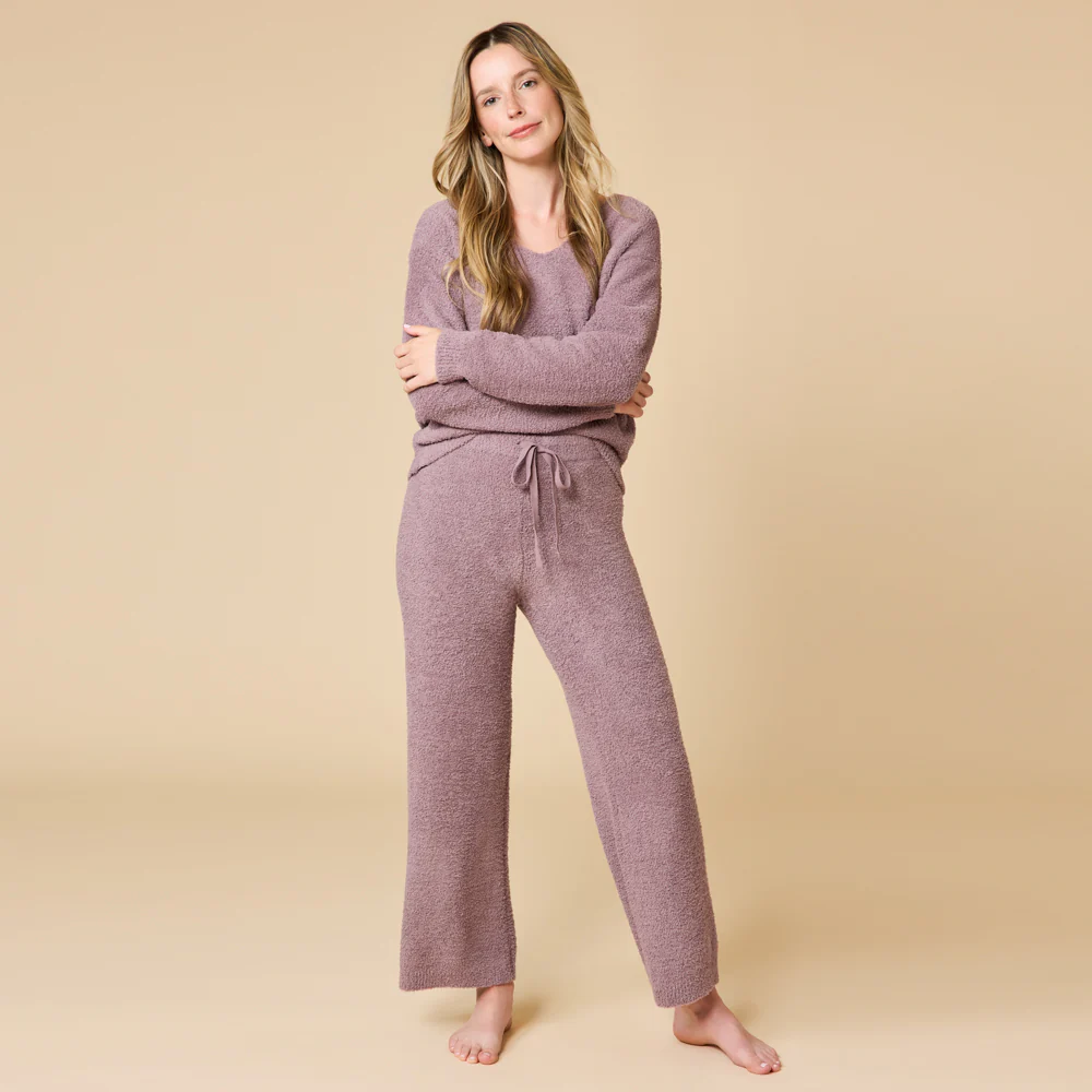 Solid Marshmallow V-Neck Lounge Set - Image 40