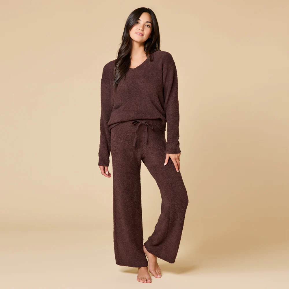 Solid Marshmallow V-Neck Lounge Set - Image 8
