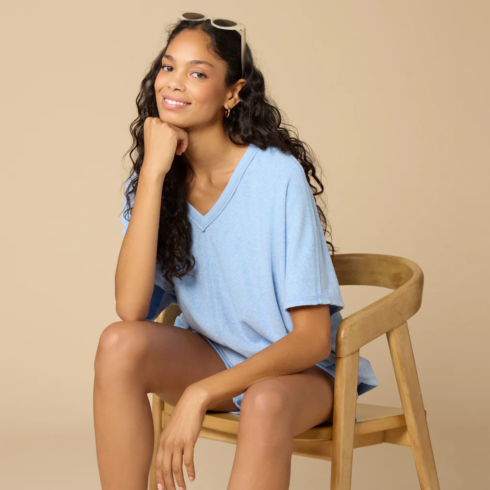 Terry Relaxed V-neck with Short Set - Image 12