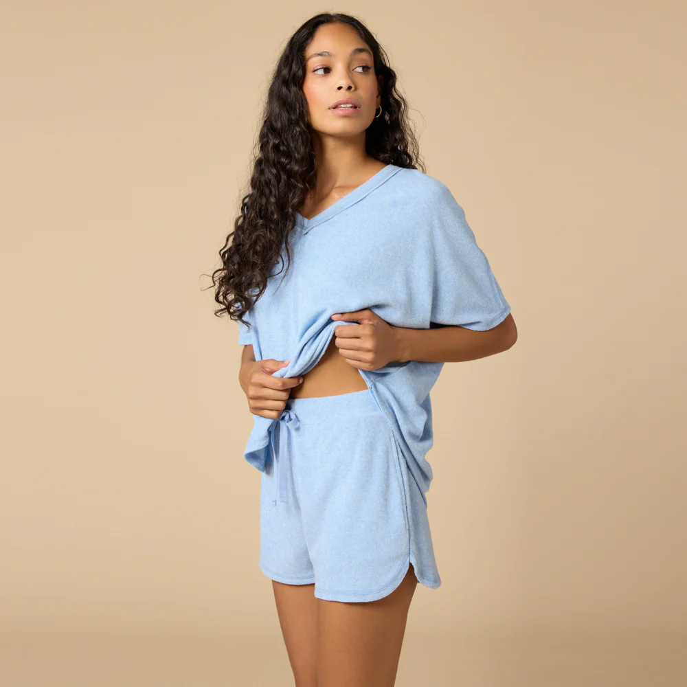 Terry Relaxed V-neck with Short Set - Image 17