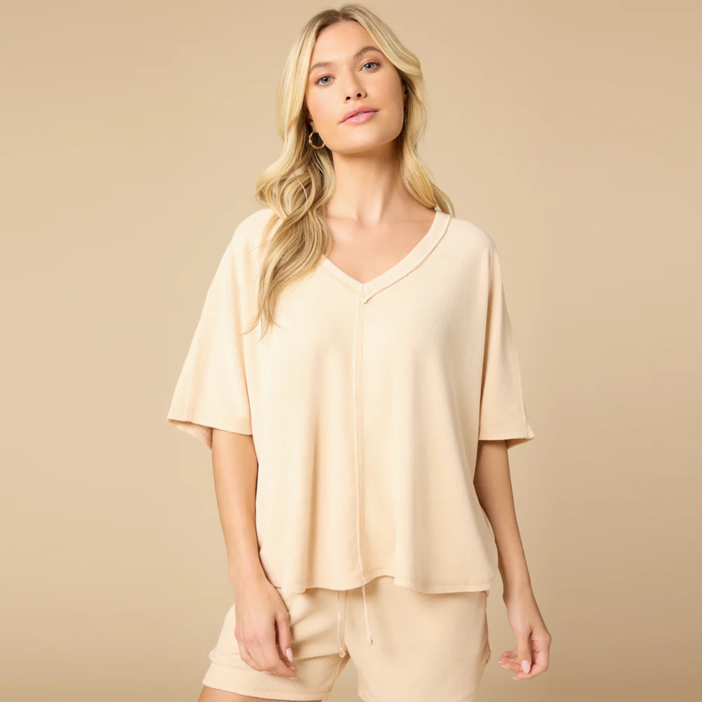 Terry Relaxed V-neck with Short Set - Image 18
