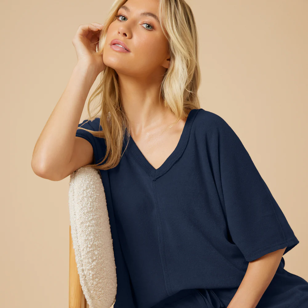 Terry Relaxed V-neck with Short Set - Image 5