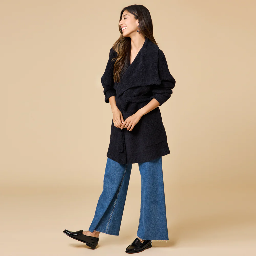 Ultra-Marshmallow Wrap Cardigan with Exaggerated Collar - Image 12