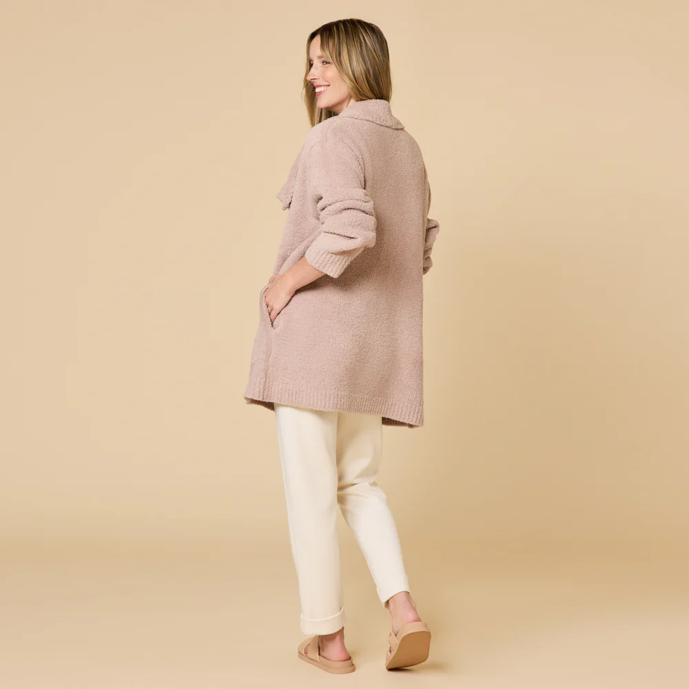 Ultra-Marshmallow Wrap Cardigan with Exaggerated Collar - Image 4