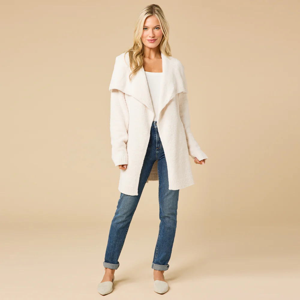 Ultra-Marshmallow Wrap Cardigan with Exaggerated Collar - Image 5