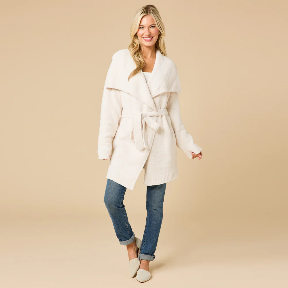 Ultra-Marshmallow Wrap Cardigan with Exaggerated Collar - Image 6