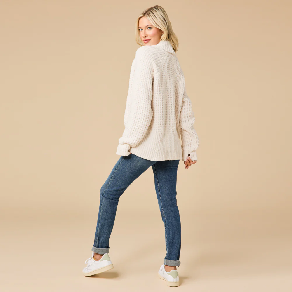 Waffle Marshmallow Cocoon Cardigan - Image 3