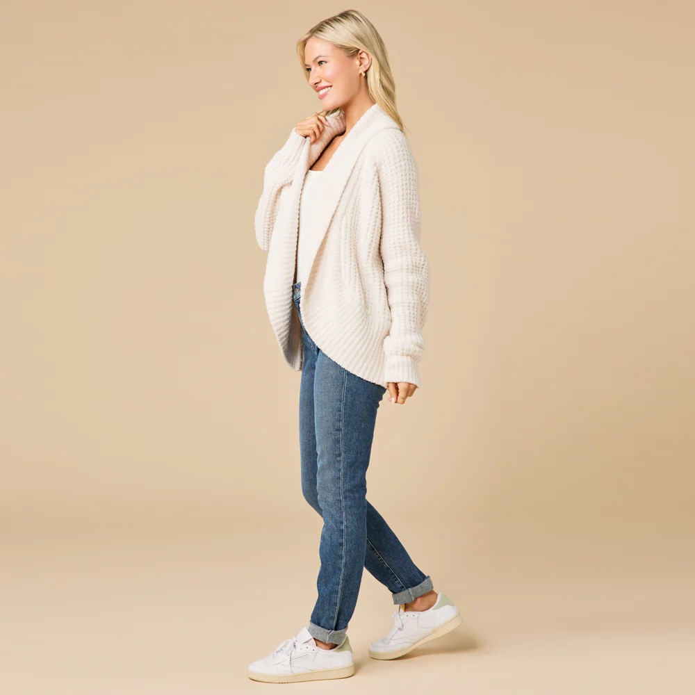 Waffle Marshmallow Cocoon Cardigan - Image 4