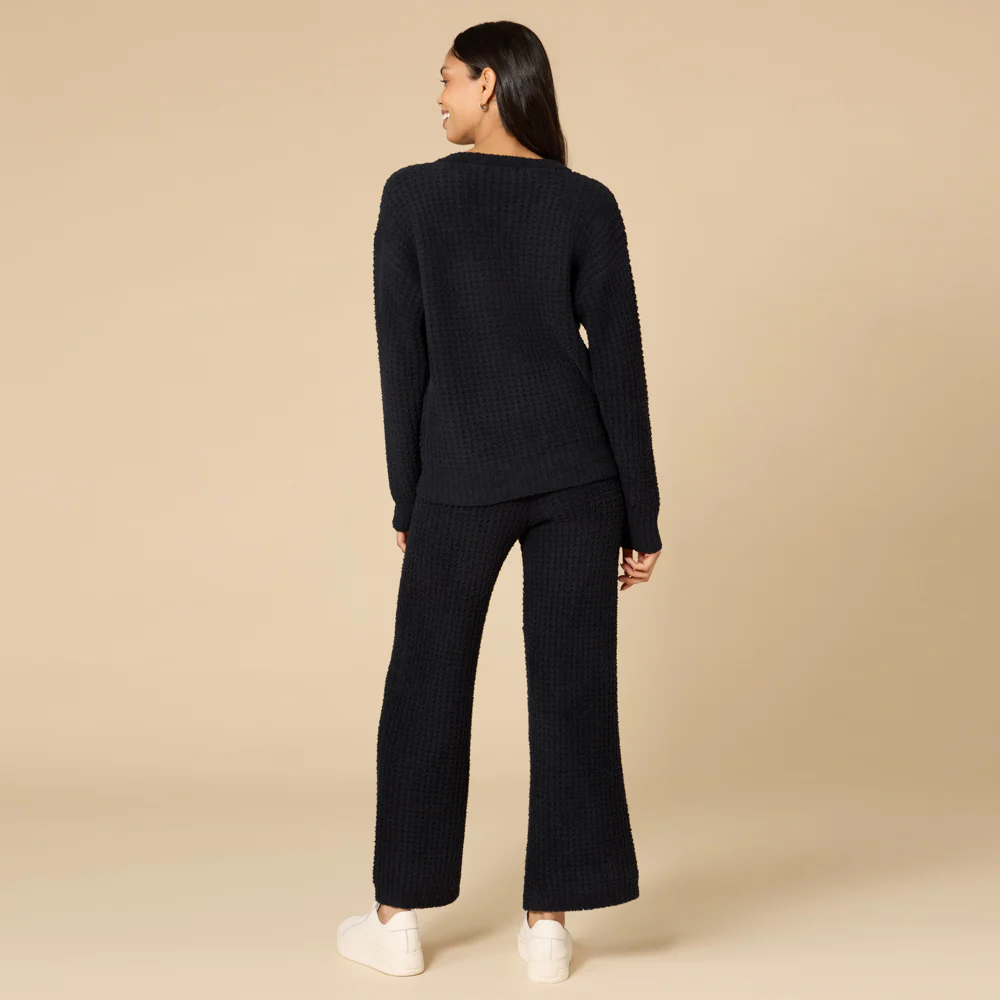 Waffle Knit Marshmallow V-Neck Lounge Set - Image 14