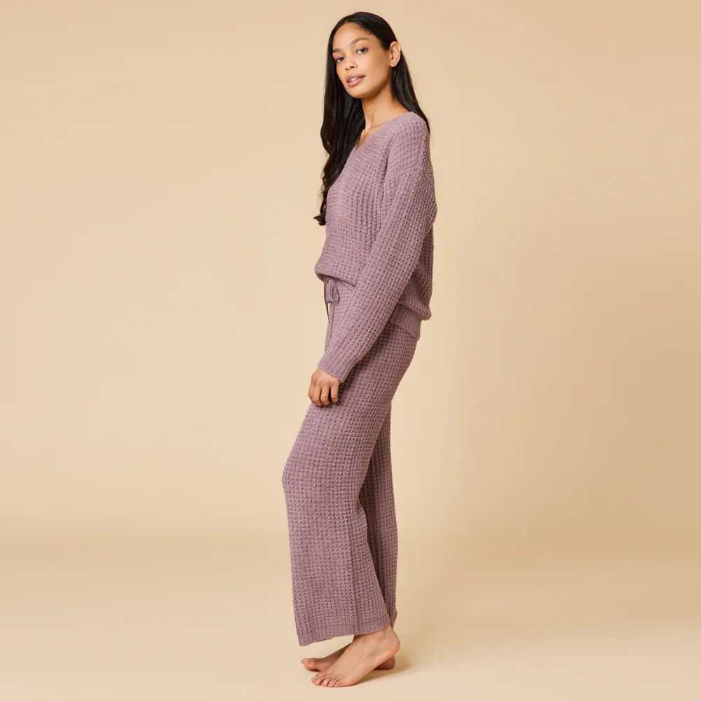 Waffle Knit Marshmallow V-Neck Lounge Set - Image 22