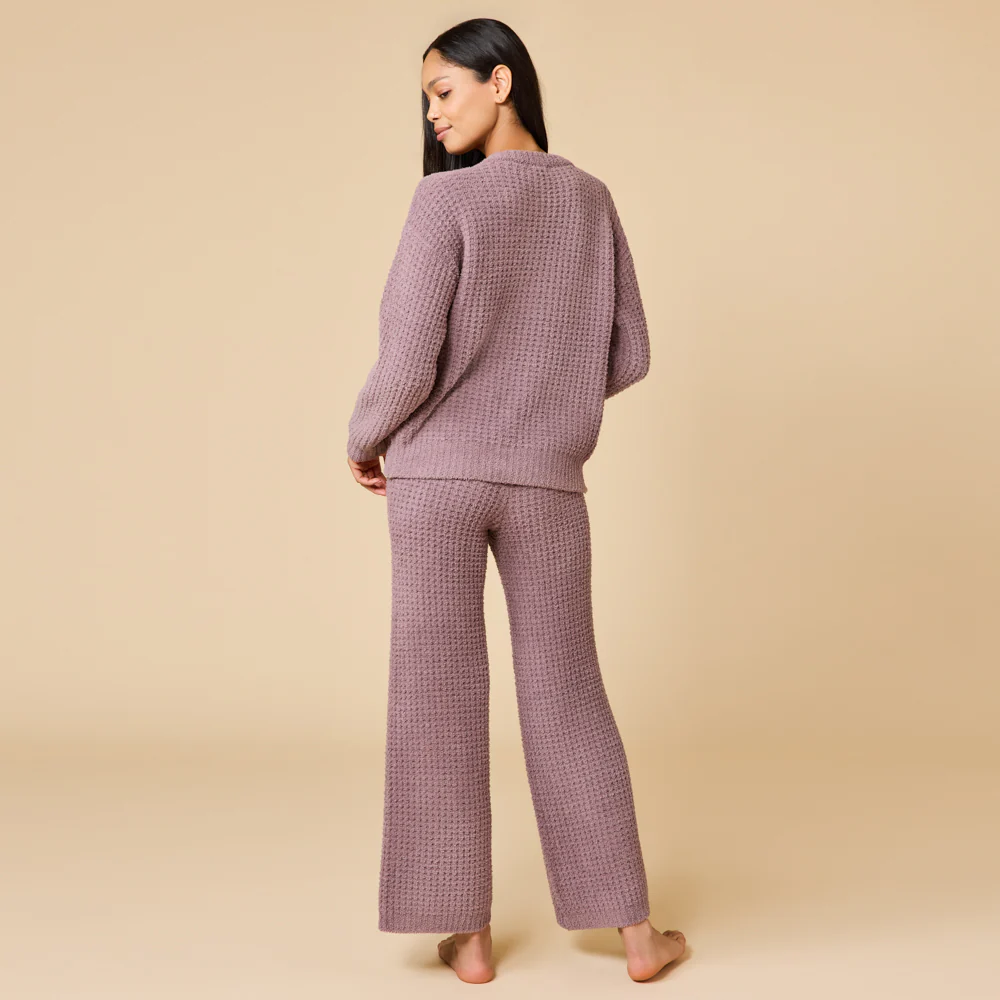Waffle Knit Marshmallow V-Neck Lounge Set - Image 23
