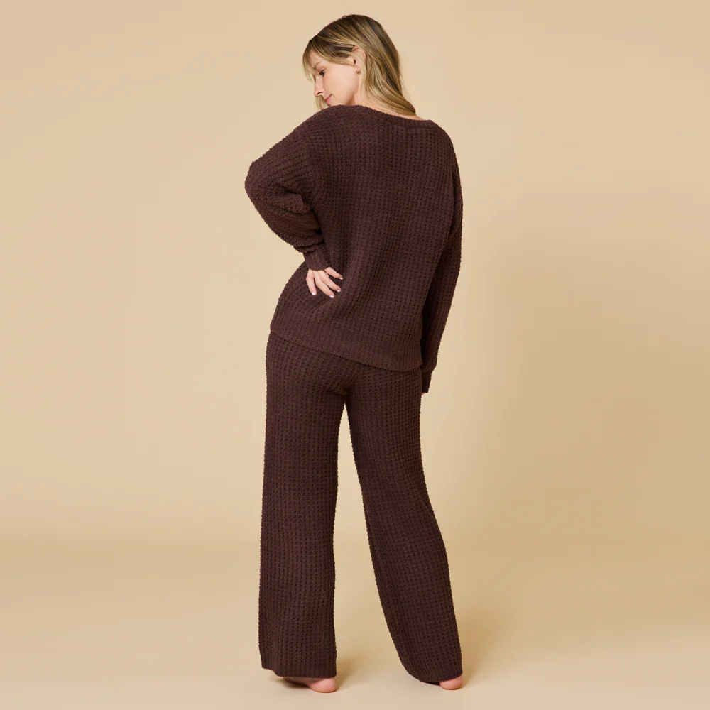 Waffle Knit Marshmallow V-Neck Lounge Set - Image 26